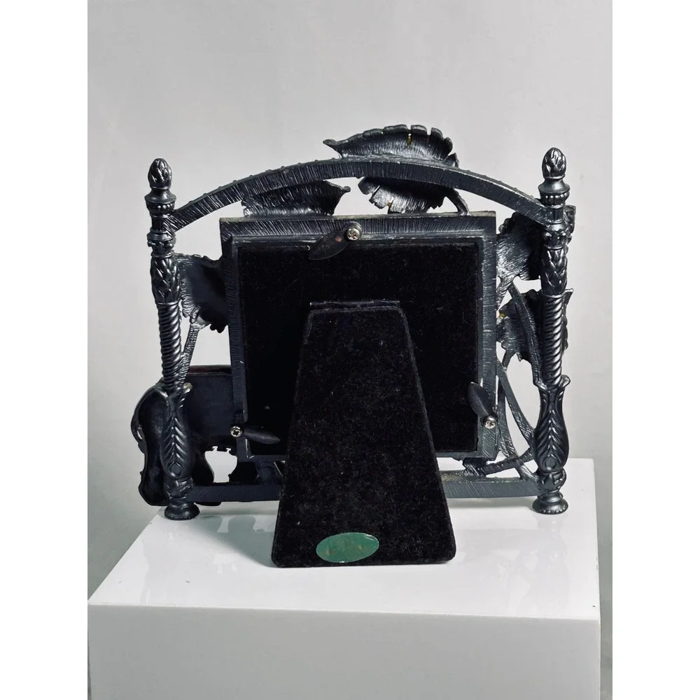 Vintage Elephant‎ Enamel Rhinestone Picture Frame Ornate Metal Boho Decor Silver